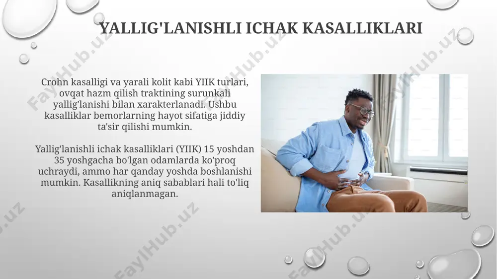 . pylori infektsiyasi bilan bog'liq bo'lib, oshqozon saratonining 60-80% holatlari shu bakteriya tufayli kelib chiqadi. profilaktika maqsadga muvofiq. funktsional oshqozon-ichak kasalliklari foikga chalingan odamlar orasida abdominal og'riqlar 25-40% gacha uchraydi, bu esa kishi hayotiga salbiy ta'sir ko'rsatadi va har xil psixologik stresslarni keltirib chiqarishi mumkin. foikning asosiy xavf omillari orasida stress, kam harakatlilik, noto'g'ri ovqatlanish va dori vositalarini suiiste'mol qilish (ayniqsa antibiotiklar) 30% dan ortiq hollarda qayd etilgan. profilaktika va davolash strategiyalari yo'g'on ichak saratonini 50 yoshdan oshgan shaxslarda kolonoskopiya orqali muntazam ravishda tekshirish, poliplarni 90% aniqlash va olib tashlash imkonini beradi, bu esa kasallikning rivojlanish xavfini kamaytiradi. ovqat hazm qilish organlari kasalliklarining oldini olishda xavf omillarini kamaytirish muhim: sog'lom ovqatlanish, kamida 30 daqiqa jismoniy faollik, tamakidan voz kechish va spirtli ichimliklarni me'yorida iste'mol qilish. ovqat hazm qilish organlarining kasalliklari yara kasalligi ko'pincha helicobacter pylori bakteriyasi bilan bog'liq. taxminan 10% aholi hayoti davomida oshqozon yoki o'n ikki barmoqli ichak yarasini …