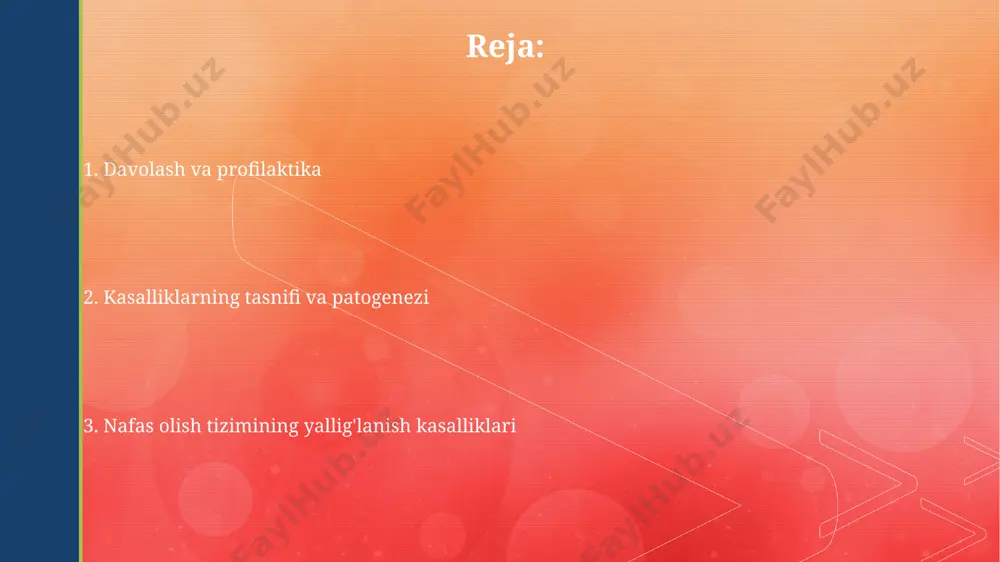 erikalikni har yili ta'sir qiladigan surunkali yallig'lanish kasalligi bo'lib, o'pka to'qimalarida granulomalar hosil bo'lishi bilan tavsiflanadi. nafas olish tizimining yallig'lanish kasalliklarini davolash o'tkir respirator kasalliklarini davolashda, ayniqsa, 5 yoshgacha bo'lgan bolalarda, samarqanddagi shifoxonalarda nafas olishni yengillashtiruvchi va balg'amni suyultiruvchi vositalar keng qo'llaniladi. toshkentdagi respirator kasalliklar markazlarida xo'ppoz va pnevmoniya kabi jiddiy kasalliklarni davolashda 10 kunlik antibiotik kurslari, kislorod terapiyasi bilan birgalikda buyuriladi. o'pka abssessi oʻpka abssessi diagnostikasi koʻkrak qafasi rentgenogrammasi, kompyuter tomografiyasi (kt) va balgʻamni mikroskopik tekshiruvi yordamida amalga oshiriladi. taxminan 10% hollarda jarrohlik aralashuvi talab etiladi, ayniqsa drenajlash uchun. oʻpka abssessi, oʻtkir yiringli yalligʻlanish jarayoni boʻlib, koʻpincha 2-4 sm gacha oʻlchamda boʻladi va koʻpincha bakterial infeksiyalar tufayli, masalan, staphylococcus aureus kabi, dunyoning turli burchaklarida, jumladan oʻzbekistonda ham uchraydi. interstisial o'pka kasalliklari interstisial o'pka kasalliklari bilan og'rigan bemorlarning 50% dan ko'prog'i nafas qisishi va quruq yo'tal kabi alomatlarni boshdan kechiradi, bu esa kasallikning dastlabki bosqichlarida aniqlashni qiyinlashtiradi. o'pka interstisial kasalliklarining …