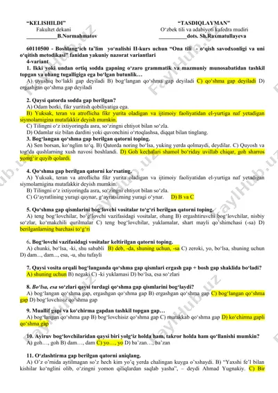 ona tili - o‘qish savodxonligi va uni o‘qitish metodikasi — DOCX