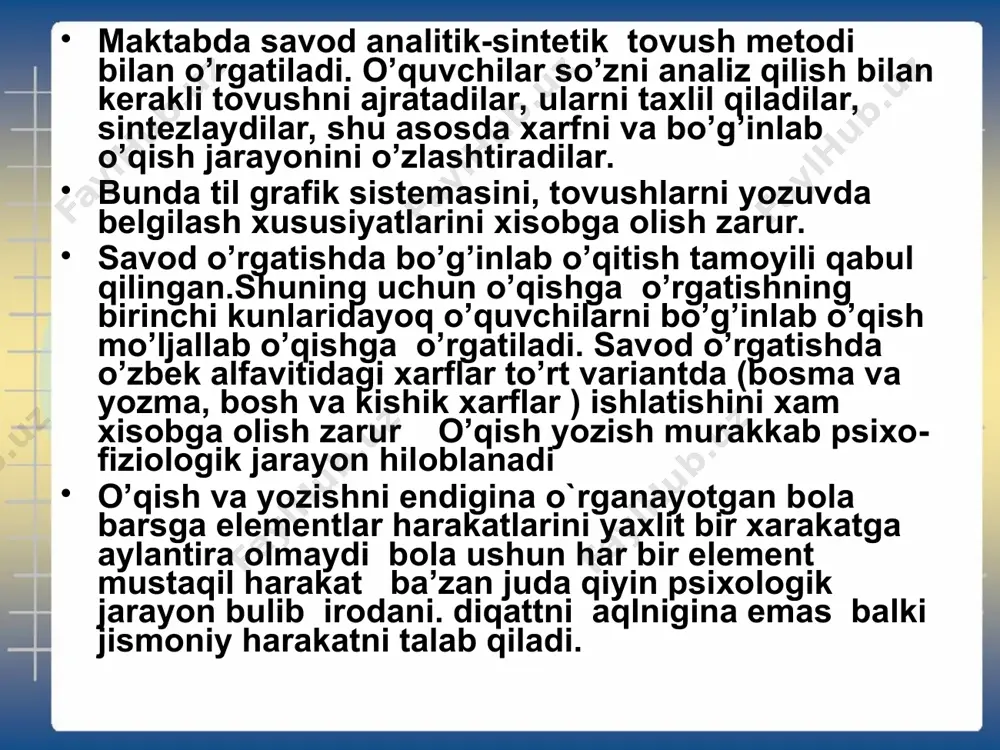 savod o`rgatish davrida o`qish va yozuv darslari - Page 5