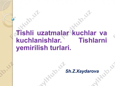 tishli uzatmalar kuchlar va kuchlanishlar — PPTX