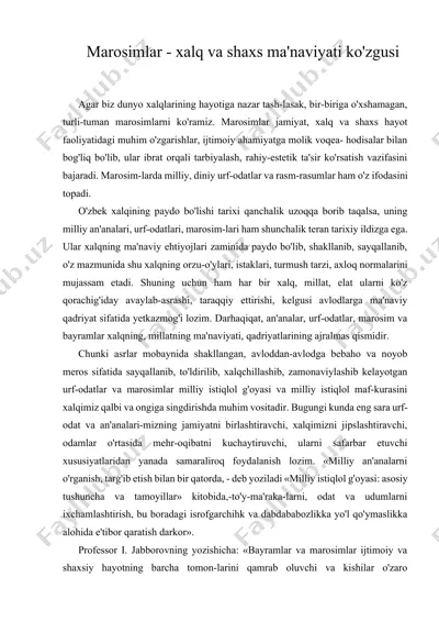 marosimlar - xalq va shaxs ma'naviyati ko'zgusi — DOCX