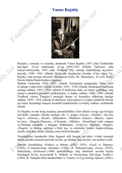 yunus rajabiy haqida biografik ma'lumotlar — DOCX