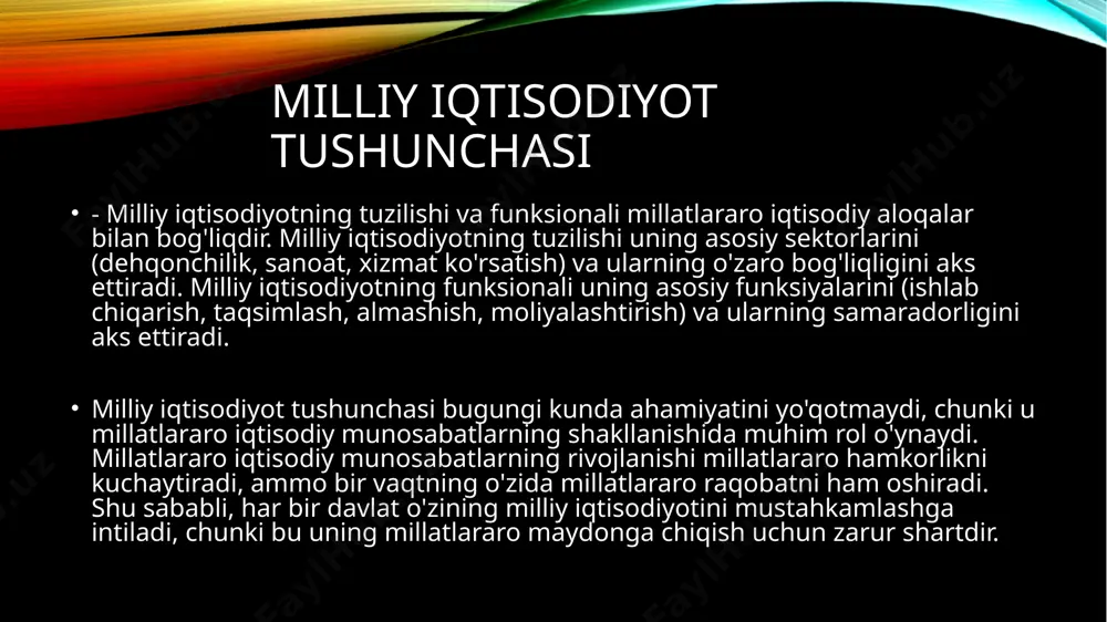 alar va xorijiy kapital daromadlari bilan bog'liq ma'lumotlarini o'z ichiga oladi. 10. iqtisodiy rivojlanish ko'rsatkichlari - bu ko'rsatkichlar, mamlakatning iqtisodiy rivojlanishi, investitsiya faoliyati, korxonalar va tashkilotlar faoliyati, sanoat va xizmatlarning o'sishi, innovatsiyalar, inson resurslari va texnologiyalarni o'rnatish holatini o'rganish uchun ishlatiladi. 11. moliyaviy stabilizatsiya siyosati - bu ko'rsatkichlar, mamlakatning moliyaviy stabilizatsiya siyosatining bajarilishi vaqti o'tkazilgan amallarni o'rganishga yordam beradi. makroiqtisodiy ko'rsatkichlarning hammasi, mamlakatning umumiy iqtisodiy holati, iqtisodiy faoliyatning to'g'ri tahlili va iqtisodiyot sohasidagi qarorlar qabul qilishda muhim ahamiyatga ega. ma'lumotlarni to'plagan vaqt va ko'rsatkichlar turi bo'yicha, shuningdek, ularning hisoblash usullari farq qiladi. shu sababli, ushbu ko'rsatkichlar uchun har bir formulani taqqoslash kerak bo'ladi. quyidagi formulalar ko'rsatkichlarning hisoblanishida ko'plab ishlatiladi: bnp = c + i + g + (x-m) inflyatsiya darajasi (ppi) = (yangi narx - oldingi narx) / oldingi narx x 100% konsyumer narxi indeksi (cpi) = (yangi narxlar / oldingi narxlar) x 100% daromad va iste'mol qilinadigan daromad orasidagi …