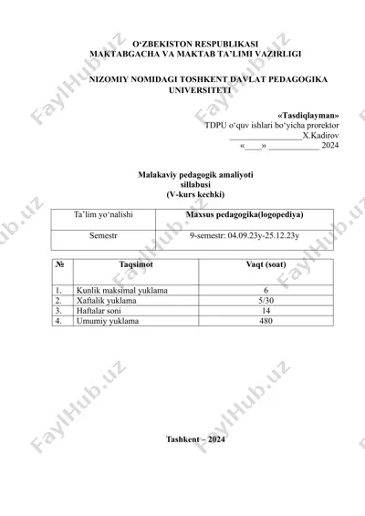 malakaviy pedagogik amaliyoti sillabusi (v-kurs kechki) — DOCX