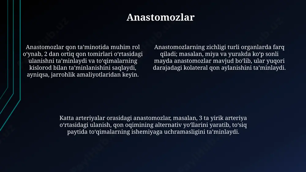 barobarga ortadi va infektsiyalar xavfi 15% ga oshadi. arterial qon oqimining pasayishi natijasida 2-3 mm dan kichik qon tomirlarining trombozi kuzatiladi, bu esa to'qimalarning ishemiyaga va funksiya buzilishiga olib keladi. qolgan qismga qon ta'minotining buzilishi 50% hollarda to'qimalarning gipoksiyasi va nekroziga, 30% hollarda esa sekin kechuvchi yaralarga olib kelishi mumkin. e'tiboringiz uchun rahmat @taqdimot_robot