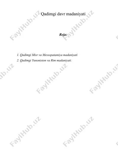 qadimgi davr madaniyati — DOC