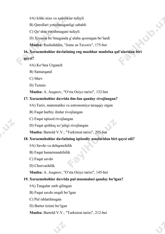 xorazmshohlar davlatining siyosiy tarixi boyicha test - Page 4