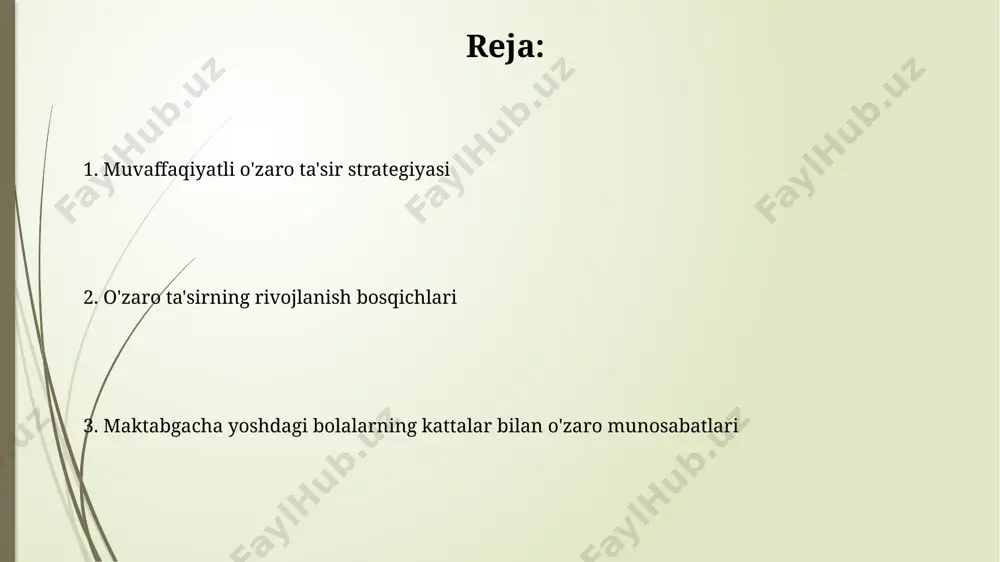 zish, bolalarni xavf-xatarlardan himoya qilishda muhim rol o'ynaydi. baholash va monitoring bolalar bog‘chasida 3-5 yoshli bolalarning kattalar bilan o‘zaro munosabatini kuzatishda, kamida 20 ta kuzatish holatini qayd etish va har bir holat uchun 5 ta sifatli ma’lumotni to‘plash tavsiya etiladi. kuzatuv davomida, bolaning kattalar bilan o‘zaro aloqasi va ijtimoiy-emotsional rivojlanish darajasini aniqlash uchun, 5 ballli shkala asosida baholash va uning natijalarini grafik ko‘rinishda taqdim etish mumkin. maktabgacha yoshdagi bolalar bilan kattalarning o'zaro munosabatining ahamiyati bolalar bilan kattalarning samarali muloqoti, ya'ni 3 yoshdan 6 yoshgacha bo'lgan davrda, til rivojlanishi va kognitiv qobiliyatlarning shakllanishida muhim rol o'ynaydi. maktabgacha yoshdagi bolaning ijtimoiy-emotsional rivojlanishida kattalar bilan o'zaro ta'sir 70% ga ta'sir ko'rsatadi, bu esa kelajakdagi muvaffaqiyatlarga bevosita ta'sir qiladi. innovatsion usullar va texnologiyalar virtual reallik texnologiyalari yordamida maktabgacha yoshdagi bolalarni atrof-muhit bilan tanishtirish, ularning xotirasi va kuzatish qobiliyatini 15% ga rivojlantiradi. maktabgacha yoshdagi bolalar bilan interaktiv o'yinlarni o'tkazishda, masalan, 3d animatsion filmlar yordamida 5-7 …