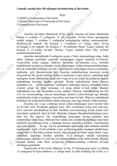 amerika qo’shma shtatlarida ta’lim tizimi — DOCX