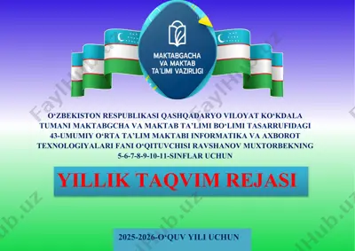 yillik taqvim rejasi — DOCX