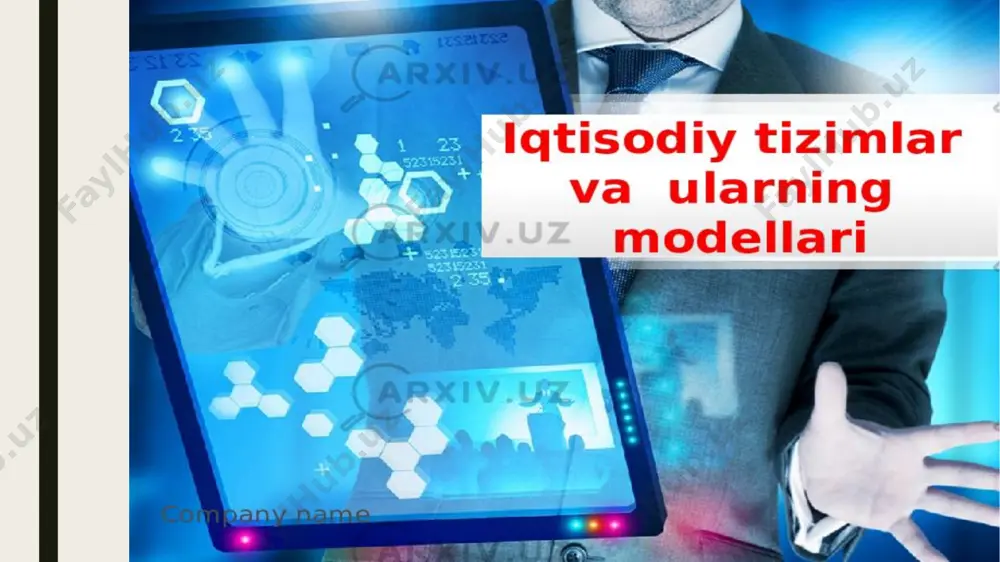 hqa qurilmalar bilan muvaffaqiyayatli va kelishilgan holda birgilikda ishlashi uchun, ishlab chiqiladigan texnik shartlar majmuasidir. dasturiy ta’minot dastur – buyruqlarning tartiblangan ketma-ketligidir. кompyuter uchun tuzilgan har dastur vazifasi – apparat vositalarni boshqarishdir. birinchi qarashda dasturning qurilmalar bilan xech qanday bog’liqligi yo’qdek ko’rinadi, ya’ni masalan, dastur kiritish qurilmlaridan ma’lumot kiritishni va chiqarish qurilmalariga ham ma’lumot chiqarishni talab qilmasa ham, baribir uning ishi kompyuterning apparat qurilmalarini boshqarishga asoslangan. кompyuterda, dasturiy va apparat ta’minot, doimo uzilmas aloqada va uzluksiz bog’lanishda ishlaydi. e’tiboringiz uchun rahmat! image1.jpeg image2.jpeg image3.jpeg image4.jpeg