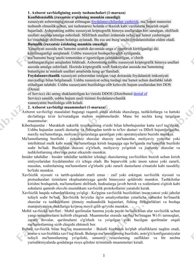 axborot xavfsizligi — DOCX