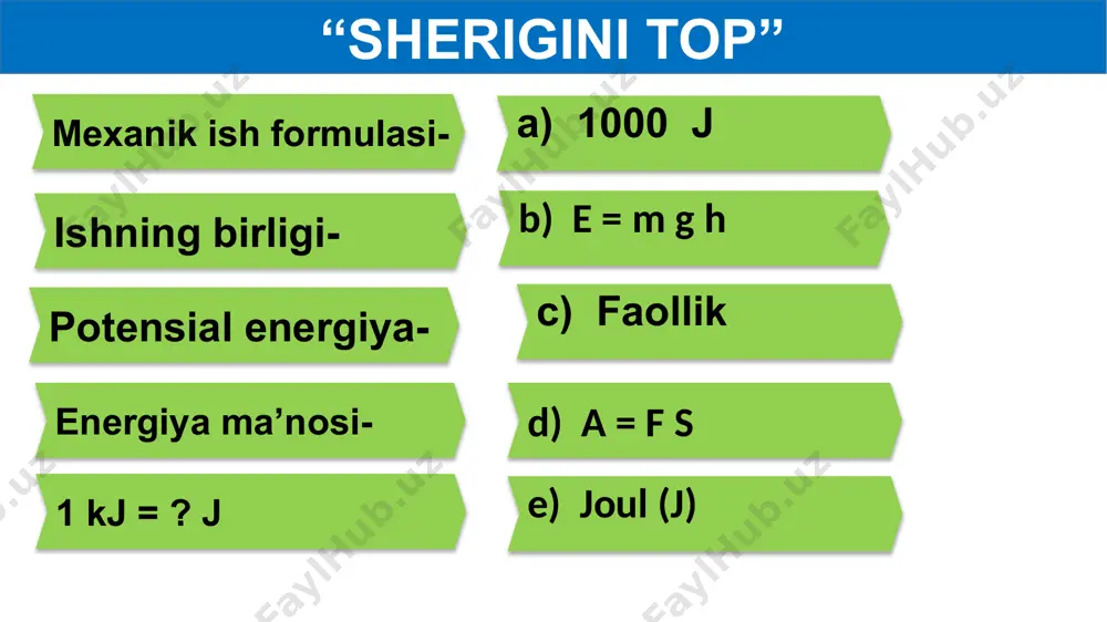 kinetik energiya "sherigini top" mavzusidagi masalalar - Page 2
