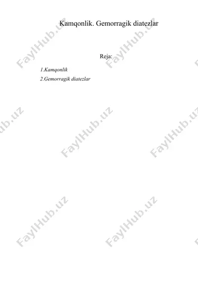 kamqonlik. gemorragik diatezlar. — DOC