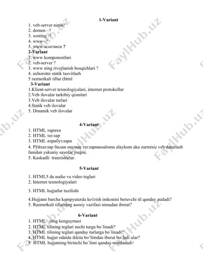 klient-server texnologiyalari, internet protokollar — DOCX