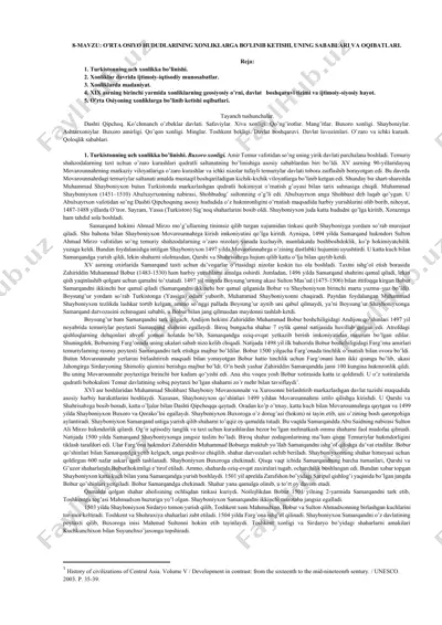 o’rta osiyo hududlarining xonliklarga bo’linib ketishi, uning sabablari va oqibatlari — DOCX