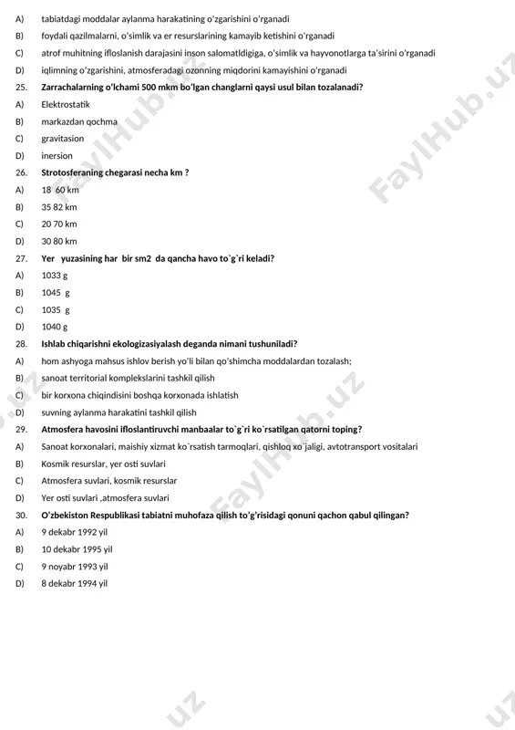 sanoat ekologiyasi test savollari - Page 4