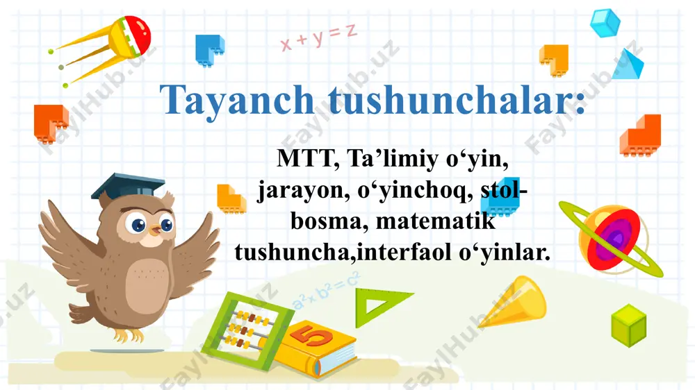 va asosiy harakatlarni tushuntirish, bolalar o'rtasidagi rahbarlik qilib borish va boshqalarni o'z ichiga oladi. o'yinni tarbiyachi bolalarda o'yinga qiziqish uyg'otgan holda tugatishi kerak, ya'ni bolalar shu o'yinni yana davorri ettirishni xohlab qolsinlar. tarbiyachi shunday deydi: "kelgusi gal bundan ham yaxshiroq o'ynaymiz", yoki "yangi o'yin bundan ham qiziqroq bo'ladi". tarbiyachi o'yinning yangi variantlarini ishlab chiqadi. e’tiboringiz uchun tashakkur…. image10.png image11.png image12.png image13.png image14.png image15.png image16.png image17.png image2.wmf image3.png image4.png image5.png image6.png image7.png image8.png image9.png image18.png image24.png image25.png image20.png image22.png image26.png image21.png image23.png image1.png /docprops/thumbnail.jpeg