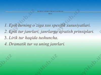 adabiyturlar va janrlar — PPTX