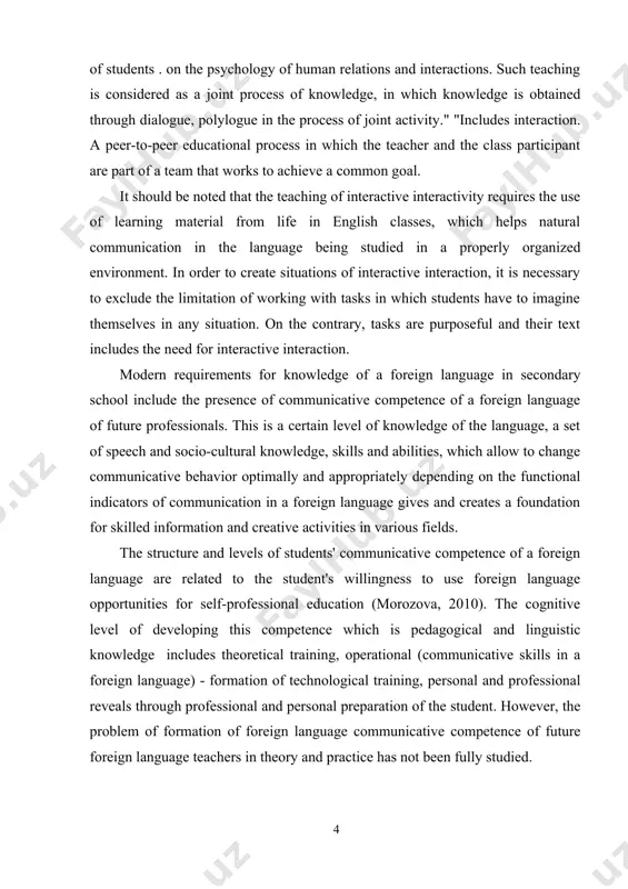 rmation in the system of higher education. the object of my research is to fine best technologies to improve oral speech. the aim of my term paper is to develop methodical methods of teaching foreign language. the general idea of ​​my work is as follows: teaching language will be effective if we take into account the important features of speaking, the age and goals of the students, and the factor of an effective educational strategy. theoretical value of my term work deals with the development of the theoretical ways of formation of listening. i will try to find helpful appropriate techniques and activities to teach real life listening through several frameworks. practical meaning of the work we will see in giving methodological recommendations and feedback to the teachers of various educational establishments. structurally the presented term work consists of: introduction, two chapters, conclusion, and bibliography. chapter i teaching technologies i.1.educational …