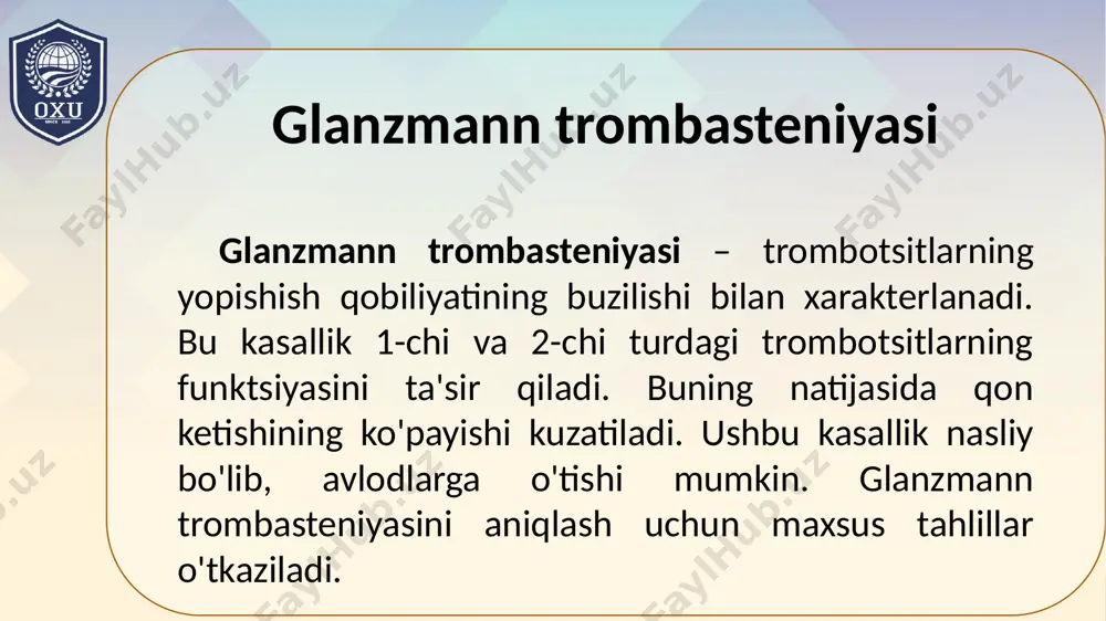 kli davolashni belgilash uchun muntazam tekshiruvlar o'tkazishlari kerak. tibbiy nazorat bemorlarning sog'lig'ini saqlashda muhimdir. bemorlar o'z holatini shifokor bilan muhokama qilishlari kerak. tibbiy nazorat orqali muammolarni erta aniqlash mumkin. trobositopatiyalar va tibbiy nazorat trobositopatiyalar bilan yashovchi bemorlar uchun sog'lom hayot tarzi juda muhimdir. sog'lom ovqatlanish, muntazam jismoniy faoliyat va stressni boshqarish hayotni yaxshilashga yordam beradi. bemorlar uchun chekish va spirtli ichimliklardan voz kechish tavsiya etiladi. hayot tarzi o'zgarishlari bemorning umumiy sog'lig'ini yaxshilashi mumkin. bemorlar sog'lom odatlarni o'zlashtirishga harakat qilishlari kerak. trobositopatiyalar va hayot tarzi oila a'zolari trobositopatiyalar bilan og'rigan bemorlar uchun muhim qo'llab-quvvatlash manbai hisoblanadi. oila a'zolari bemorning holatini tushunishi va unga yordam berishi kerak. oila ichidagi muloqot va qo'llab-quvvatlash ruhiy holatni yaxshilaydi. oila bo'lib sog'lom hayot tarzini o'rnatish ham muhimdir. bemorlar o'z oilalariga o'z holatlari haqida ochiq gapirishlari kerak. trobositopatiyalar va oila trobositopatiyalar bilan yashovchi bemorlar uchun psixologik yordam muhim ahamiyatga ega. ruhiy salomatlikni saqlash va stressni boshqarish uchun …