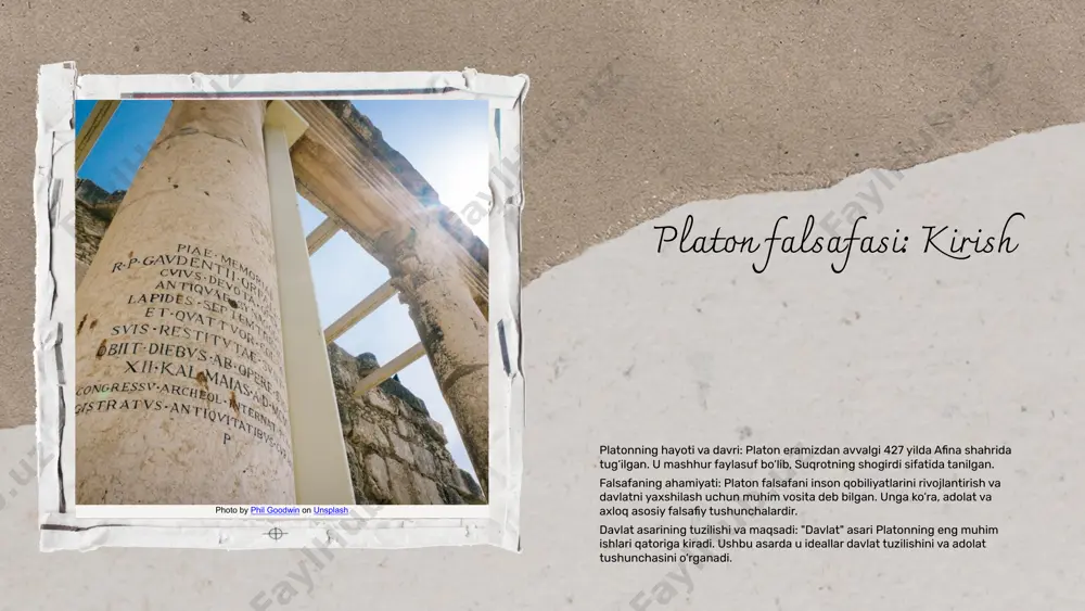 t tuzumi g'oyasi. uning nazariyasi asosida adolatli jamiyat. platon nazariyasi va hozirgi zamon davlat tuzilishi. o'zbekiston va boshqa mamlakatlar taqqoslanishi. platon g'oyalari va zamonaviy muammolar. davlat boshqaruvida platon fikrlarining o'rni va dolzarbligi. platonning siyosiy falsafasi zamonaviy siyosatga qanday ta'sir qilmoqda. uning g'oyalari bugungi kun siyosatida aks etishi. platon davlat nazariyasi taqqoslash: o'zbekiston va dunyo siyosiy ta'sir g'oyalar va muammolar platon va zamonaviy davlat davlat asarining ta'siri platonning "davlat" asari falsafiy va siyosiy fikrlar rivojida muhim ahamiyatga ega. u ko'plab boshqa faylasuflarning asarlariga ta'sir ko'rsatgan. falsafiy ta'sir "davlat" asari aristotel, kant va hegel kabi faylasuflarga ta'sir qilgan. ular platonning g'oyalarini rivojlantirgan va yangi nazariyalarni yaratgan. "davlat" asari siyosiy va ijtimoiy tafakkurda o'z izini qoldirgan. bu asar "ideal davlat" kontseptsiyasini joriy etgan. platonning g'oyalari zamonaviy siyosiy harakatlarga ham ta'sir ko'rsatmoqda. masalan, utopik jamiyat tushunchasi hanuzgacha muhokama qilinmoqda. siyosiy ta'sir ijtimoiy ta'sir zamonaviy aloqalar zamonaviy ahamiyat platonning davlat boshqaruvi haqidagi g'oyalari zamonaviy siyosiy …