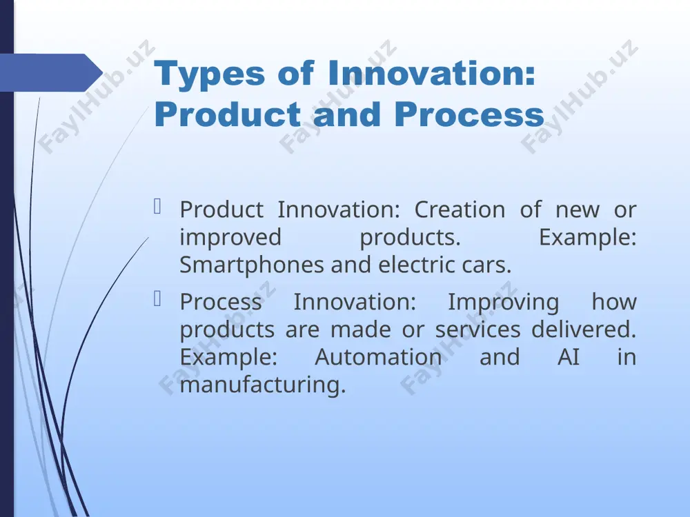 d on trends and competitor offerings. • idea generation and feasibility: evaluating ideas based on resources and market potential. • prototype development: testing ideas with prototypes or mvps. • commercialization and scaling: launching and scaling based on market response. benefits of an innovation strategy: enhances resilience, supports growth, and ensures competitiveness. overview of innovation policy and ecosystem innovation policy: government-led strategies to foster technological advancements and drive economic growth. the innovation ecosystem: an interconnected network of institutions, companies, universities, regulatory bodies, and financial systems that support innovation. importance of innovation policy in the ecosystem: • economic growth: supports job creation and revenue generation through new products and markets. • technological advancement: drives development in sectors like ai, renewable energy, and biotechnology. • sustainable development: promotes clean and socially beneficial innovations. • global competitiveness: ensures competitiveness in high-tech industries and export markets. features, directions, and stages of innovation policy implementation key …