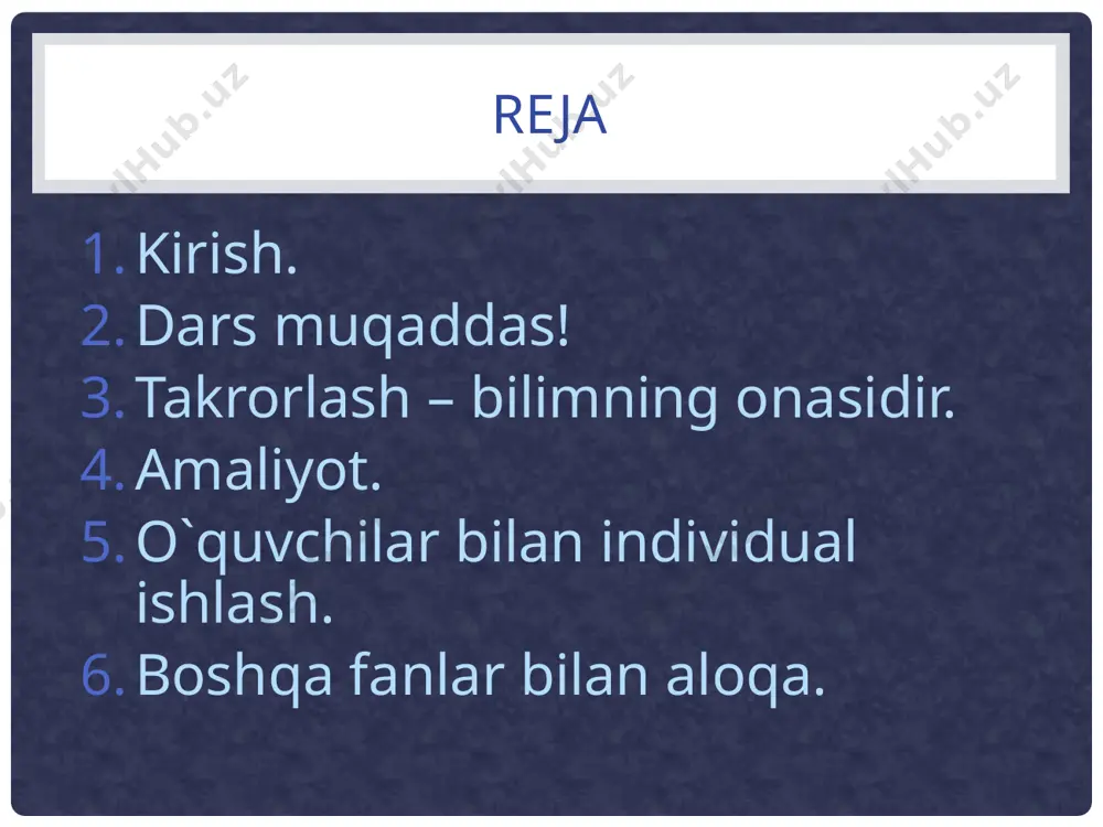 uter texnikasini, axborot komunikasiya texnikasi vositalaridan, amaliy va uskunaviy dasturlardan o`z o`rnida mustaqil foydalana olish ko`nikmasini shakllantirishdir. shu sababli darslarda faqat avvalgi darsda o`tilganlarni yoki yaqin o`tmishda o`tilgan mavzularni takrorlash maqsadga muvofiq emas. o`quvchilarning akt sohasida umumiy bilimini mustahkamlash borish maqsadida har bir darsda tizimli ravishda kichik sinflarda, yil boshida yoki yaqin o`tmishda o`tilganlarni tizimli ravishda takrorlab borish maqsadga muvofiq. umumiy takrorlash informatika va hisoblash texnikasi fanidan o`tilganlarni umumiy takrorlash quyidagi tartibda amalga oshirilishi mumkin: dars boshida darsning o`tilgan mavzuni takrorlash qismida; o`quvchilarni baholashda qo`shimcha savollar shaklida; dars mobaynida mavzuni tushintirishda mavzuga bog`lab takrorlash; nazorat ishlarida umumiy takrorlash savollaridan foydalanish; har chorakning oxirida umumiy takrorlash nazoratini olish. umumiy takrorlash tizimi umumiy takrorlashni tashkil qilishda savollar va testlar bankini yaratib olish maqsadga muvofiqdir. umumiy takrorlash tizimi men umumiy takrorlashni tashkil qilishda easyquizzy dasturi imkoniyatlaridan foydalanaman. bunda .exe kengaytmali, hamma kompyuterda ishlashi mumkin bo`lgan, ishlatilishi uchun qo`shimcha dasturlar talab qilmaydigan fayl paydo …