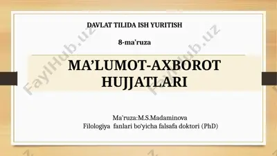 ma’lumot-axborot hujjatlari — PPTX