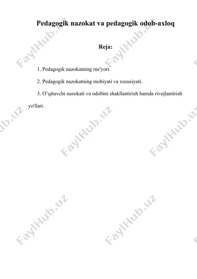 pedagogik nazokat va pedagogik odob-axloq — DOC
