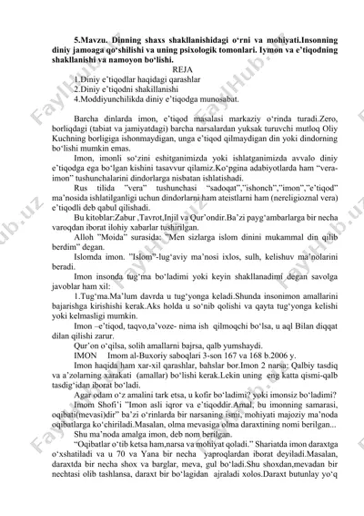 diniy e’tiqodlar va ularning shakllanishi — DOCX