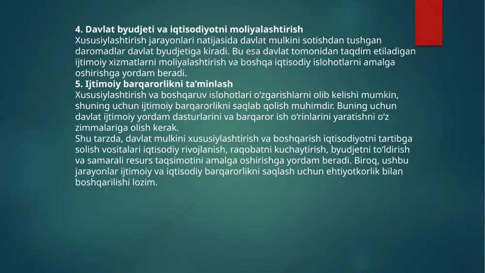 davlat mulkini xususiylashtirish va boshqarish - Page 4