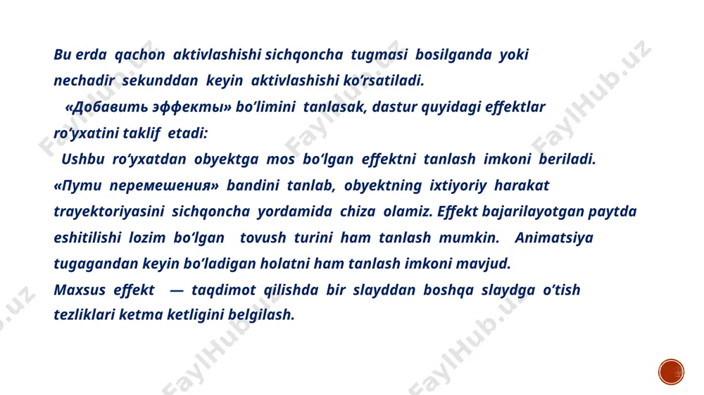 slayd alomatlarini tanlash va animatsiya effektlar - Page 5