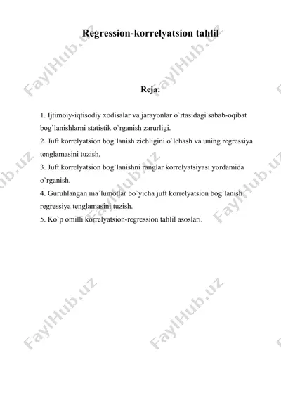 regression-korrelyatsion tahlil — DOC