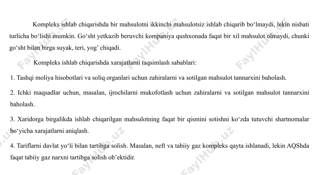 taqsimlash. tmz larni sof sotish qiymati bo’yicha baholash. tmz yaroqsiz bo‘lganda, brak, qisman yoki butunlay eskirganda, sotuvni tashkil qilish xarajatlari oshganda, raqobat kuchayib sotuv narxi pasaygan holatlarda, tovar-moddiy zaxiralari o‘z tannarxidan ishlab chiqarish qiymatidan past bahoda sotish qiymatida baholanishi mumkin. sof sotish qiymati – tovar sotilishining taxminiy qiymatidan tovarlarni sotuv oldidan tayyorlash va uni sotish xarajatlarining ayirmasidir. tovar-moddiy zahiralari sof sotish qiymatigacha quyidagi usullar asosida qisman hisobdan chiqariladi: 1. moddalar bo‘yicha usuli – bunda tovar-moddiy zahiralarining har bir turi baholanadi; 2. asosiy tovar guruhlarining usuli – bunda tovar-moddiy zahiralarining guruh imtiyozi baholanadi; 3. zaxiralarning umumiy darajasi usuli – bunda hamma tovar-moddiy zahiralari baholanadi. tmzni hisobga olishning davriy usuli. joriy hisobga olish tizimini qo‘llashda yil davomida tmzning har birining batafsil hisobi yuritilmaydi. tovar-moddiy zahiralarning haqiqiy mavjudligi inventarizatsiyasi natijalari bo‘yicha aniqlanadi. sotilgan tmzning tannarxini inventarizatsiya yakunlanmaguncha aniqlab bo‘lmaydi, chunki sotilgan tmz tannarxini hisoblash quyidagi formula bilan topiladi: z k + z r …