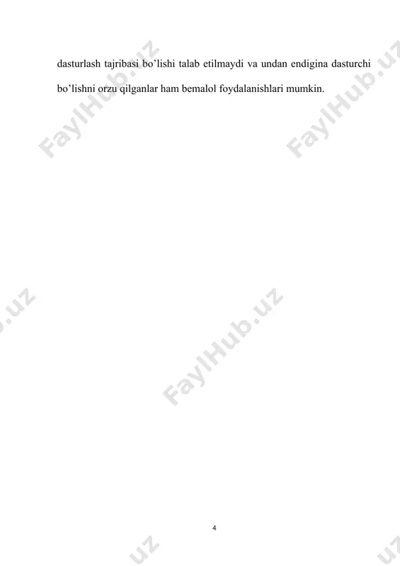 sturlash tilini o`rnatish. agar siz biror gnu/linux distributivini ishlatayotgan bo'lsangiz ko'p xollarda sizning tizimingizda python o'rnatilgan bo'ladi. buni tekshirib ko'rish uchun terminalingizdan quyidagi buyruqni ishga tushirib ko'ring. python -v agar sizda python 3.4.3 yozuvi yoki shunga o'xshash yozuv hosil bo'lsa unda hammasi joyida windows operatsion tizimiga o'rnatish uchun www.python.org/downloads web sahifasiga o'tamiz va u yerdan oxirgi python versiyasini yuklab olamiz. pythonni o'rnatish odatiy dasturlarni o'rnatish kabi kechadi. hech qanday qiyin joyi yo'q. python dasturlash tilining o`rnatuvchi paketini ustiga sichqoncha ko`ratkichini 2 marta bosamiz va bizga quyidagi oyna hosil bo`ladi. bu yerda install for all users-barcha foydalanuvchilar uchun. install just for me- faqat siz uchun, agar buni tanlab istalyatsiya qilsak yaвђ™ni o`rnatsak windows vista operatsion sistemasida xatolik yuz beradi va dastur ishlamaydi. shuning uchun install for all users ni tanlaganimiz maqul. keyin next tugmasi bosamiz. bu yerda esa python dasturlash tilini qayerda o`rnatilishi ko`rsatilayapti. python o`rnatilyapti va bir necha sekunddan so`ng …