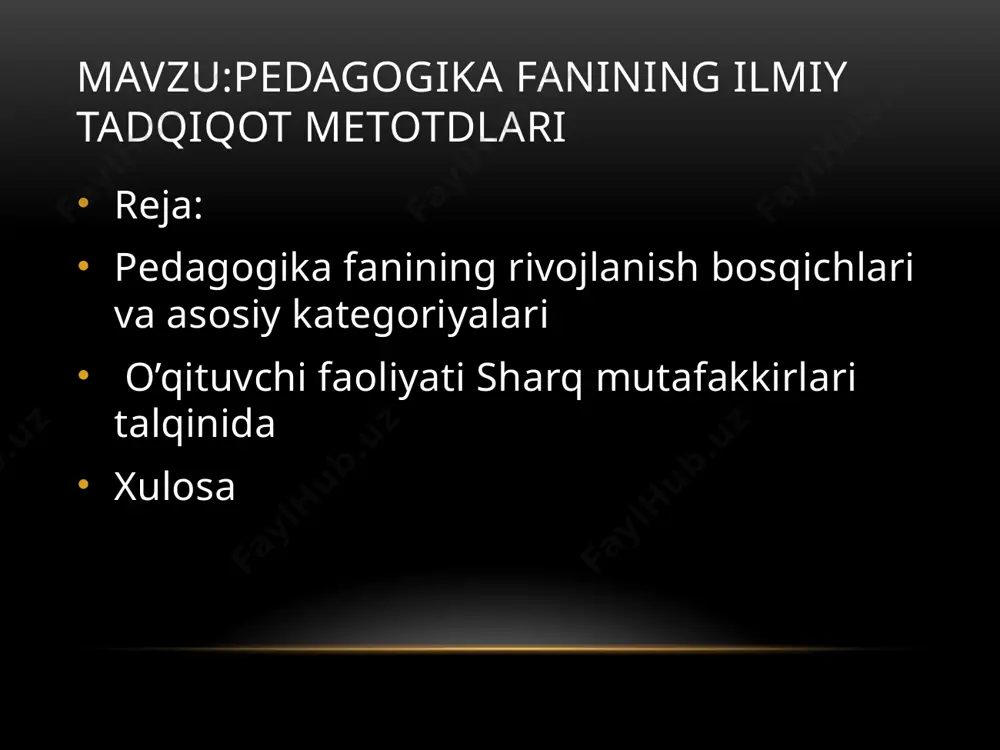 rlarning diqqat markazida turib, ular o’z asarlarida yosh avlodni tarbiyalash, o’qituvchi-murabbiyga xos xususiyatlar haqida fikrlarini bildirib o’tganlar. jaloliddin davoniy bolalarga ta’lim berishda murabbiylarni “ma’naviy ota” deb hisoblaydi. murabbiylarni o’quvchilarni har tomonlama qo’llab-quvvatlashlari lozim deb hisoblaydi. bolalarga ta’lim-tarbiya berishni murakkab ish hisoblab, o’qituvchilarni qat’iyatli, sabr-toqatli bo’lishlarini ta’kidlaydi. mutafakkirlarining ana shunday fikrlaridan namunalar keltirib o’tamiz. bolalarni xulq-odobiga muallim ham salbiy ta’sir ko’rsatishi mumkin deb hisoblab, bunga qo’pol va badjahl muallimlarning harakatlari ta’sir etadi. jaloliddin davoniy muallimni shunday ta’riflaydi: - muallim sabr-toqatli bo’lishi; - qo’pol va badjahl bo’lmasligi; - bola tarbiyasidan xabardor bo’lishi; - yaxshi xislatli bo’lishi; - muallimning tarbiyalash usuli otaning tarbiya usulidan yuqori bo’lishi; - bolaning o’z xususiyatlarini bilish; - bolalarning qaysi kasbga qiziqishlarini o’rganib borish; - har bir bolaning iqdironi, qobiliyatini aniqlay olish. jaloliddin davoniy muallimni shunday ta’riflaydi: muslihiddin sa’diy sheroziy sharq mumtoz madaniyatining butun dunyoga mashhur yirik namoyondalaridan. sa’diy sheroziyning “guliston” 2 asari tarbiyaviy, pand-nasihatdan iborat hikoya va hikmatlar …