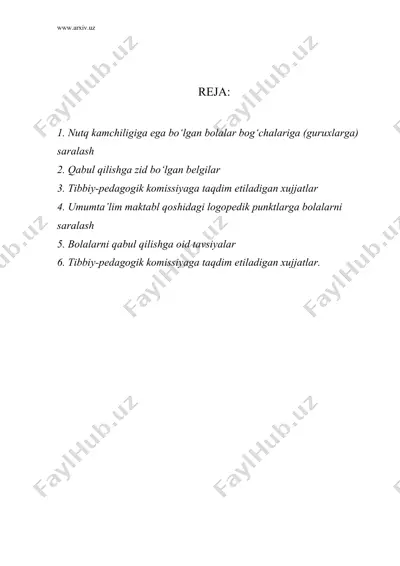 maxsus muassasalarga bolalarni saralash ishlarining mazmuni — DOC