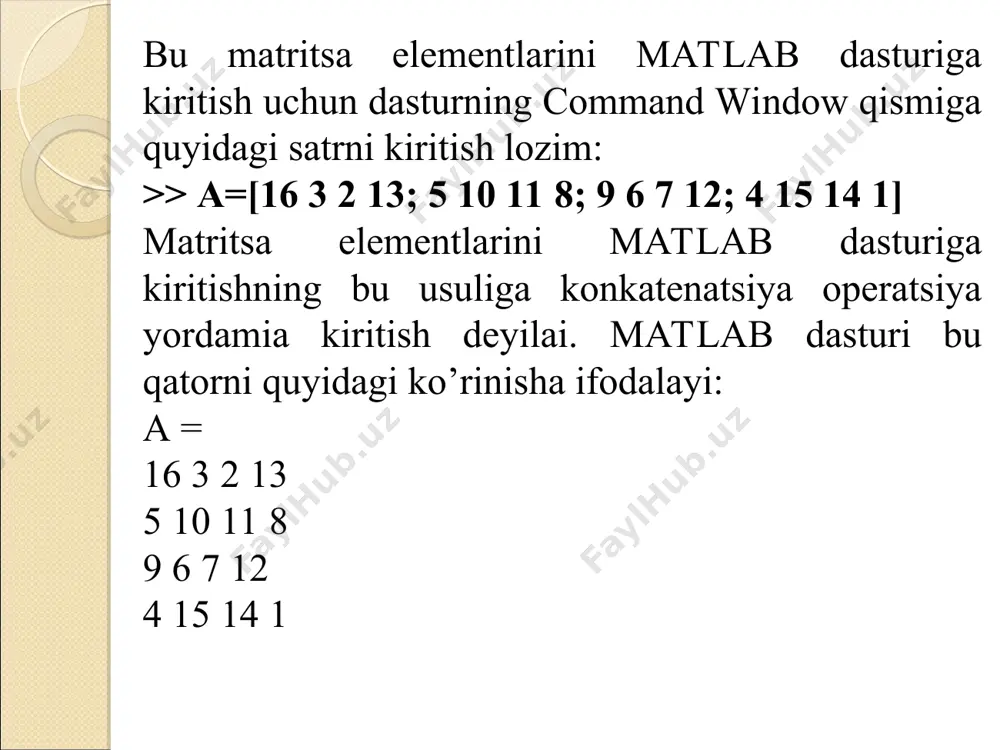 matlab dasturida dyurerning g’aroyib matritsasi - Page 4