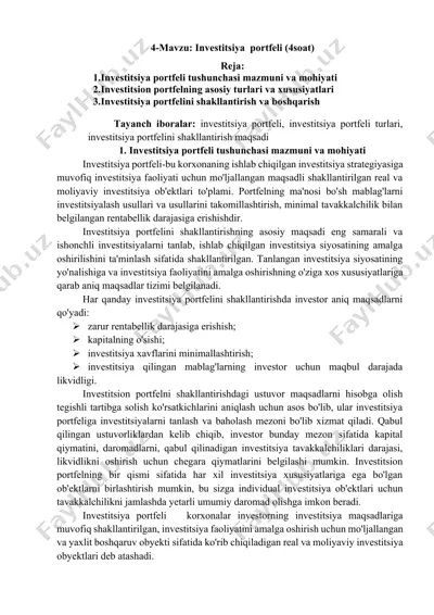 investitsiya portfeli — DOCX