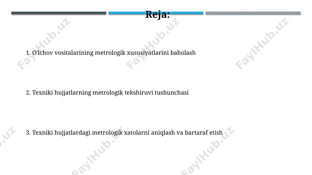 abi birliklarni o'z ichiga oladi. ularning mosligi xalqaro standartlarga muvofiq aniqlanadi. texniki hujjatlarni metrologik ekspertizasi natijalari va tavsiyalar ekspertiza natijalari shuni ko'rsatdiki, 20 ta hujjatdan 8 tasida o'lchov birliklari noto'g'ri qo'llanilgan, shuning uchun standartlarga mos keluvchi birliklardan foydalanish tavsiya etiladi. hujjatlarda aniqlangan 5 ta muhim noaniqlik ishlab chiqarish jarayonining aniqligi va ishonchliligini pasaytirishi mumkin, shuning uchun ularni bartaraf etish bo'yicha aniq tavsiyalar ishlab chiqildi. noaniqliklarni baholash va ularni kamaytirish usullari o'lchov natijalaridagi noaniqliklarni aniqlash va kamaytirish uchun iso 17025 va oiml kabi xalqaro standartlarga rioya qilish muhim, bu esa o'lchov natijalarining ishonchliligini oshiradi va 0,1% dan kamroq xatolikka erishish imkonini beradi. noaniqliklarni baholashda standart og'ishish (sd) va dispersiya kabi statistik ko'rsatkichlardan foydalaniladi, bu esa o'lchov natijalarining tarqalish darajasini aniqlashga yordam beradi va 95% ishonch oralig'ini hisoblash imkonini beradi. o'lchov vositalarining metrologik xususiyatlari metrologik tekshiruvdan o'tgan o'lchov vositalarining sertifikatlash muddati odatda 1 yildan 5 yilgacha bo'ladi va bu muddat o'lchov vositasining …
