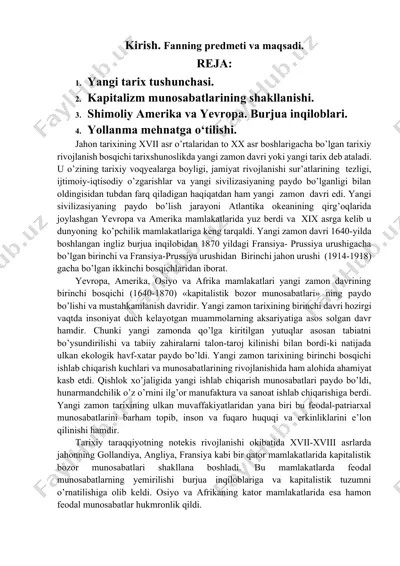 yangi tarix tushunchasi — DOCX