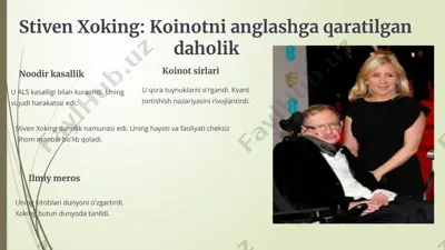 stiven xoking: koinotni anglashga qaratilgan daholik — PPTX