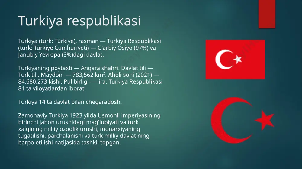 urkiya iqtisodiyoti turkiya yangi sanoatlashgan mamlakat bo'lib, o'rta daromaddan yuqori bo'lgan iqtisodiyotga ega bo'lib, nominal yaim bo'yicha dunyoda yigirmanchi, ppp (purchasing power parity) bo'yicha esa o'n birinchi o'rinda turadi. turkiya rivojlanayotgan 7 davlatdan biridir. jahon banki hisob-kitoblariga ko‘ra, 2022-yilda ppp bo‘yicha turkiyaning aholi jon boshiga yalpi ichki mahsuloti 38,759 dollarni tashkil etadi va 2019-yil holatiga ko‘ra turklarning taxminan 11,7 foizi qashshoqlik yoki ijtimoiy chetlanish xavfi ostida. turkiyada ishsizlik 2019-yilda 13,6% ni tashkil etdi va turkiyadagi oʻrta sinf aholisi jahon banki maʼlumotlariga koʻra 1993-2010 yillar orasida aholining 18% dan 41% gacha koʻtarildi. 2021-yil sentabr holatiga koʻra. , turkiya markaziy bankining valyuta zaxiralari 74,9 milliard dollarni , oltin zahiralari 38,5 milliard dollarni , rasmiy zaxira aktivlari esa 2009 yilga nisbatan $121,3 mlrd. 2021-yil oktabr holatiga ko‘ra, fuqarolar va rezidentlarning turkiya banklaridagi xorijiy valyutadagi omonatlari 234 milliard dollarni tashkil etdi, bu barcha depozitlarning qariyb yarmiga teng.1995 yildagi yevropa ittifoqi-turkiya bojxona ittifoqi boj stavkalarini …