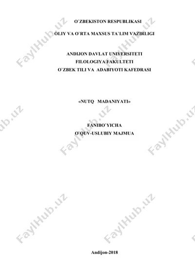 nutq madaniyati fanibo'yich o`quv-uslubiy majmua — DOCX