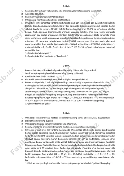 pnevmoniya tashqari va ichki kasalliklarini taqqoslash — DOCX