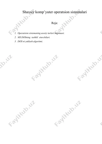 shaxsiy kompyuter operatsion sistemalari — DOC