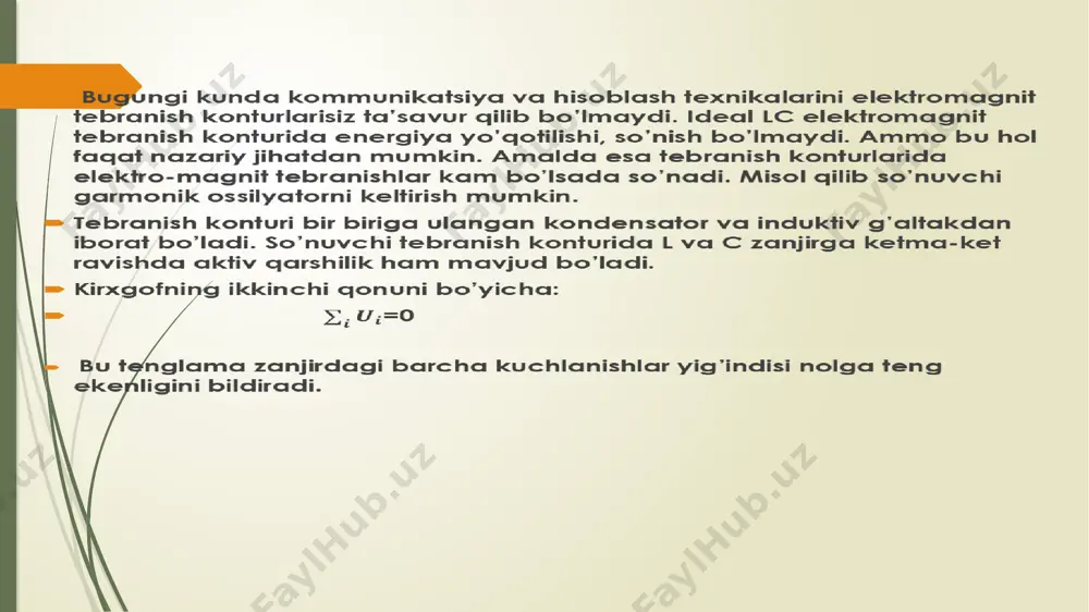 elektromagnit tebranishlar. tebranish konturi. elektromagnit tebranish generatori - Page 4