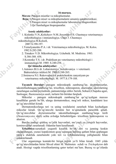 patogen misetlar va mikoplazmalar — DOCX